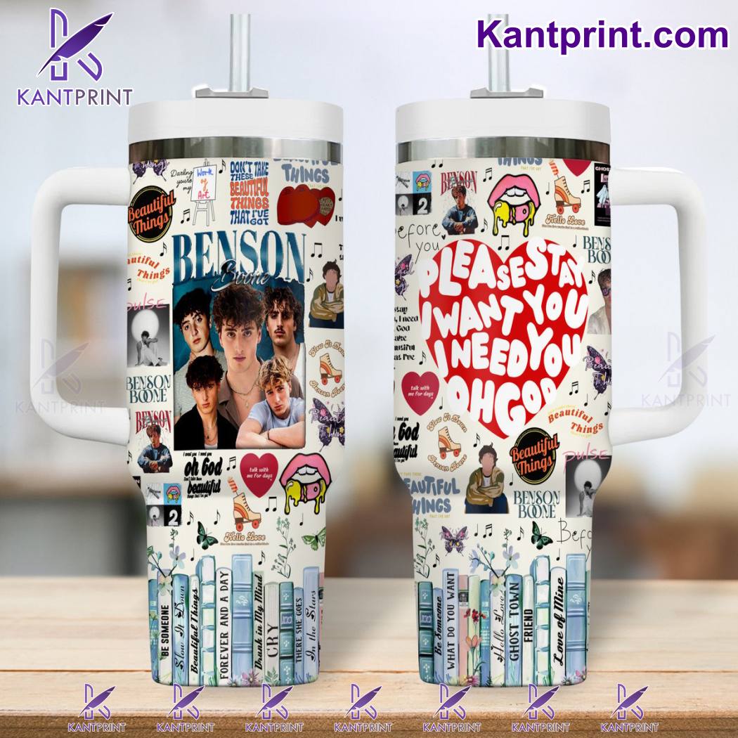 Benson Boone Music Custom Stanley Quencher 40oz Stainless Steel Tumbler With Handle