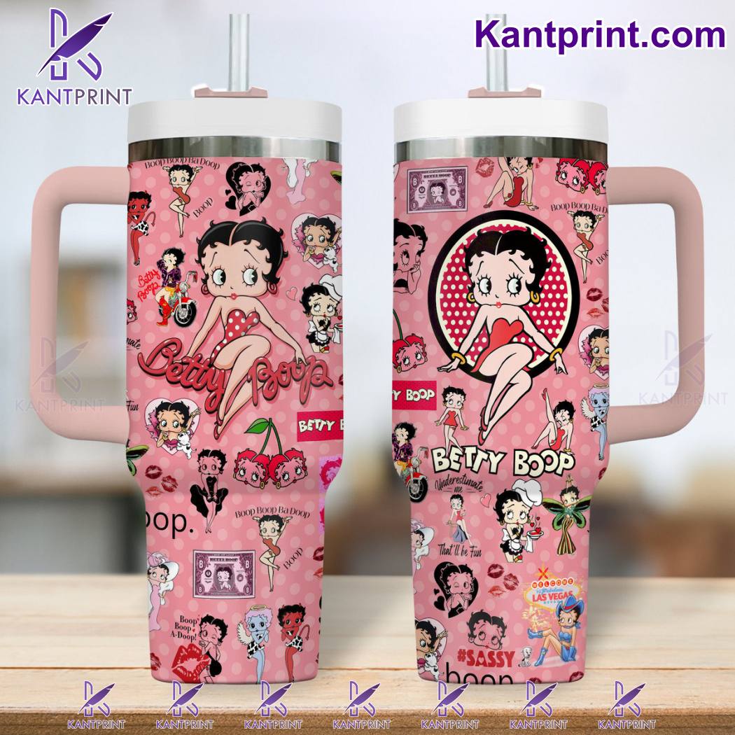 Betty Boop Cartoon Custom Stanley Quencher 40oz Stainless Steel Tumbler With Handle