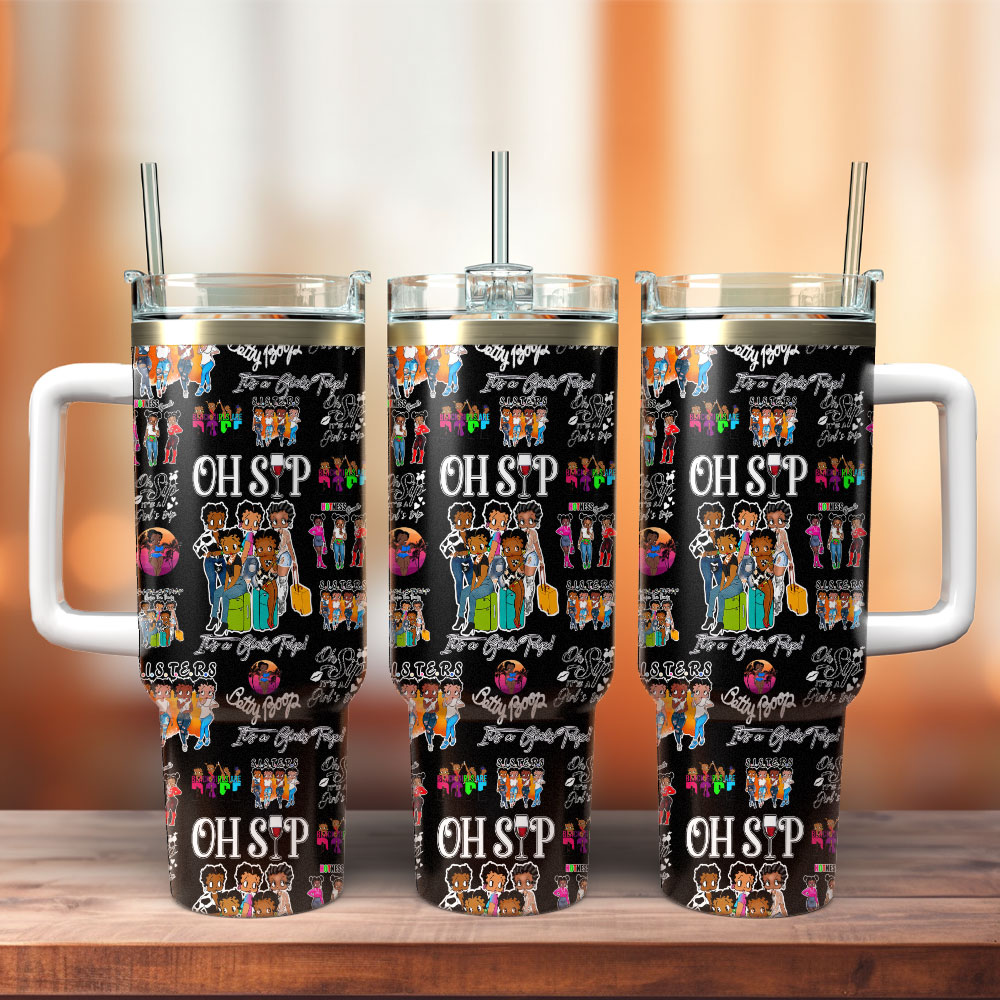 Betty Boop Cartoon Custom Stanley Quencher 40oz Stainless Steel Tumbler With Handle