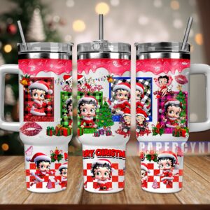 Betty Boop Christmas Custom Stanley Quencher 40oz Stainless Steel Tumbler With Handle