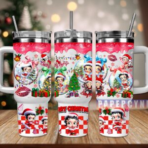 Betty Boop Christmas Custom Stanley Quencher 40oz Stainless Steel Tumbler With Handle