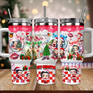 Betty Boop Christmas Custom Stanley Quencher 40oz Stainless Steel Tumbler With Handle