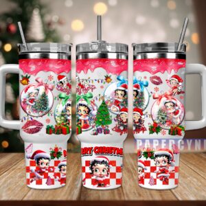 Betty Boop Christmas Custom Stanley Quencher 40oz Stainless Steel Tumbler With Handle