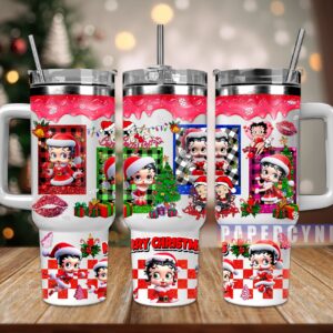 Betty Boop Christmas Custom Stanley Quencher 40oz Stainless Steel Tumbler With Handle