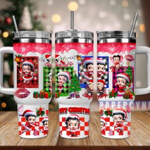 Betty Boop Christmas Custom Stanley Quencher 40oz Stainless Steel Tumbler With Handle