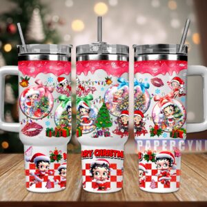 Betty Boop Christmas Custom Stanley Quencher 40oz Stainless Steel Tumbler With Handle