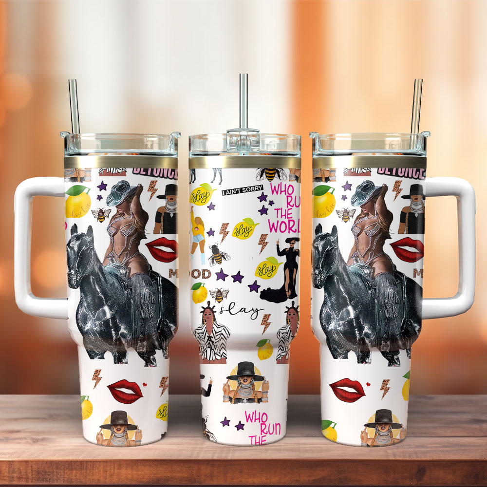 BeyoncÃ© Music Custom Stanley Quencher 40oz Stainless Steel Tumbler With Handle