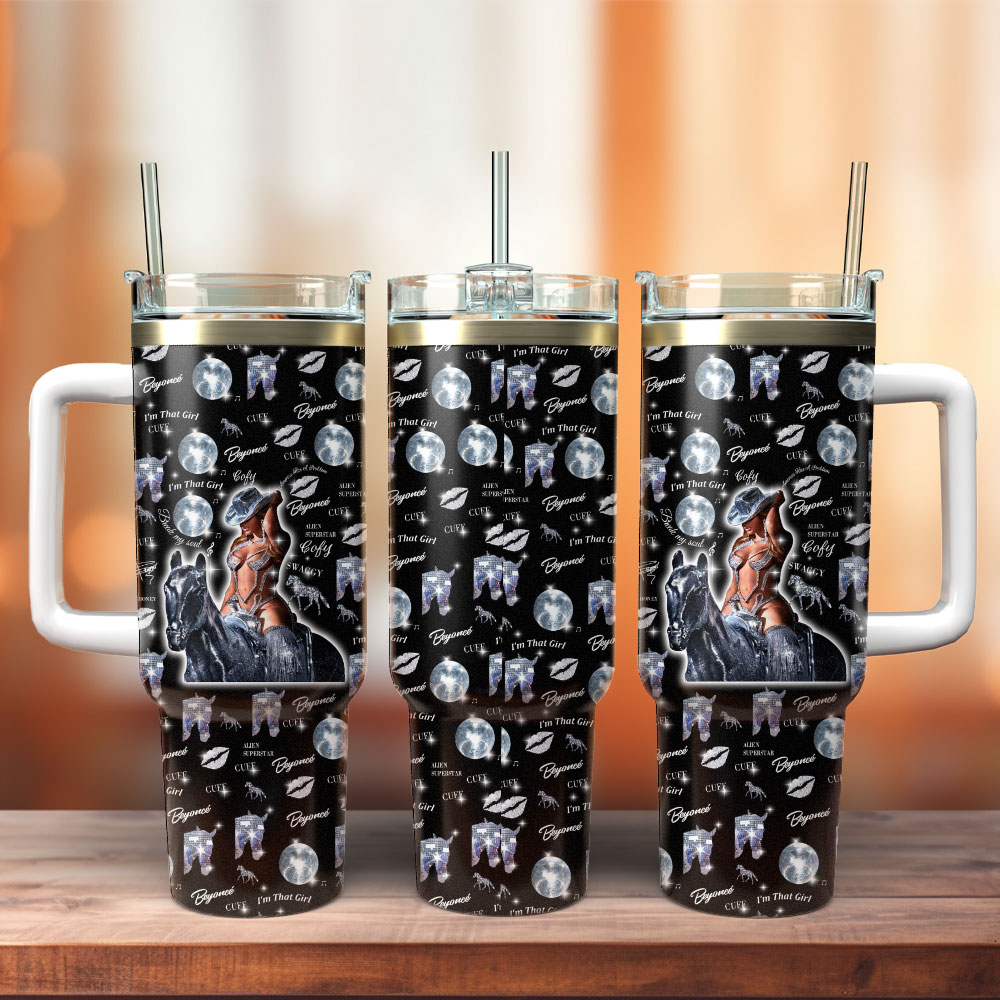 BeyoncÃ© Music Custom Stanley Quencher 40oz Stainless Steel Tumbler With Handle