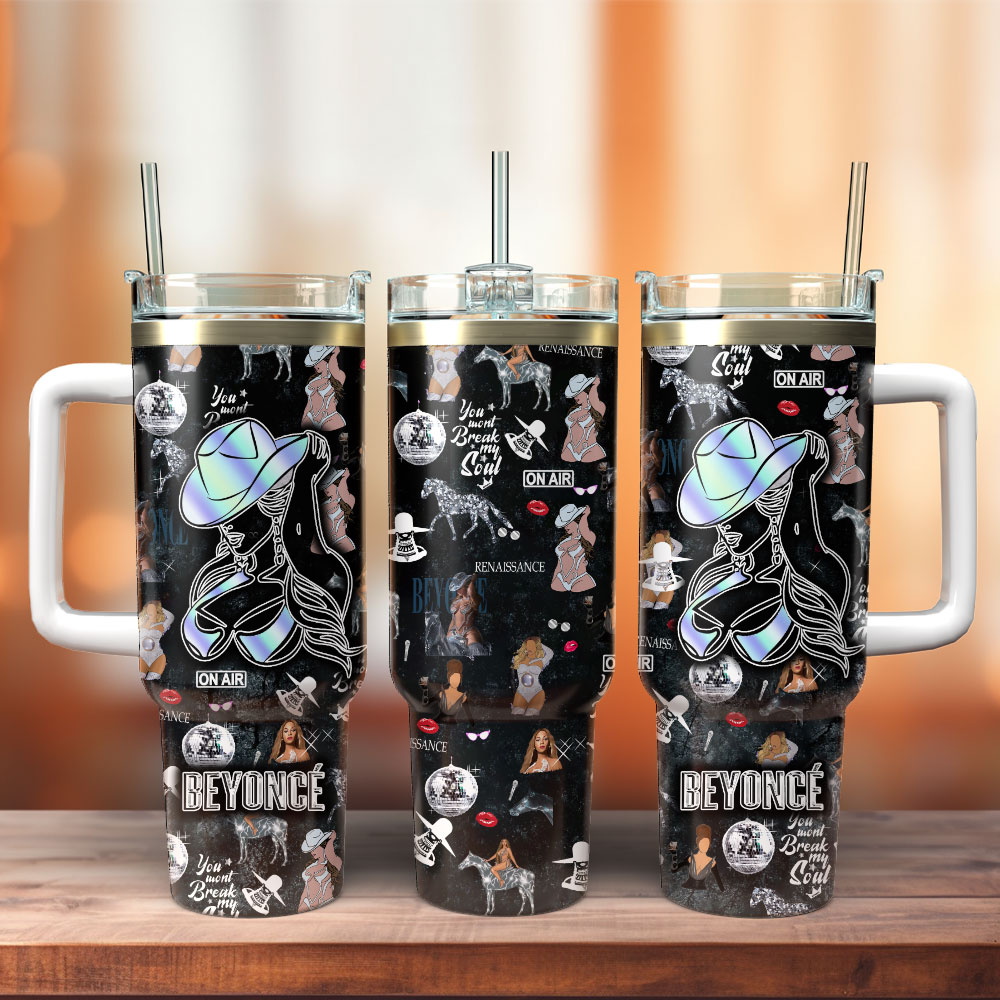 BeyoncÃ© Music Custom Stanley Quencher 40oz Stainless Steel Tumbler With Handle