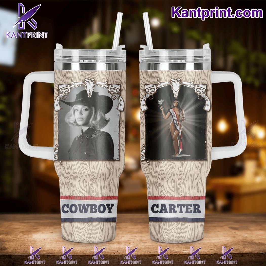 Beyonce Cowboy Carter Music Custom Stanley Quencher 40oz Stainless Steel Tumbler With Handle