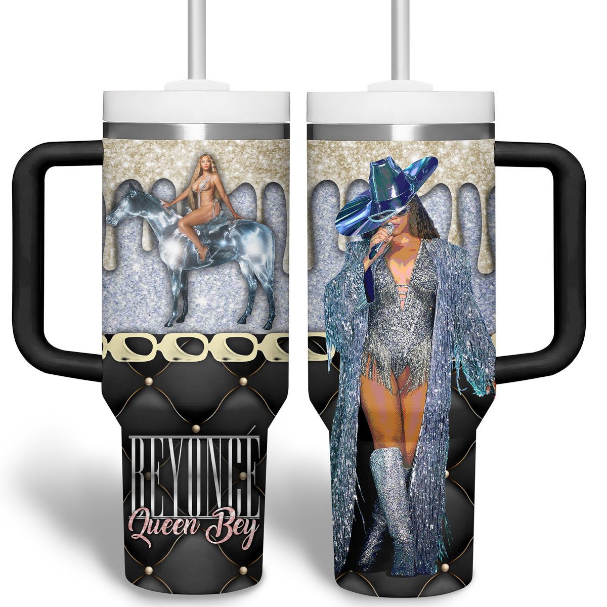 Beyonce Music Custom Stanley Quencher 40oz Stainless Steel Tumbler With Handle