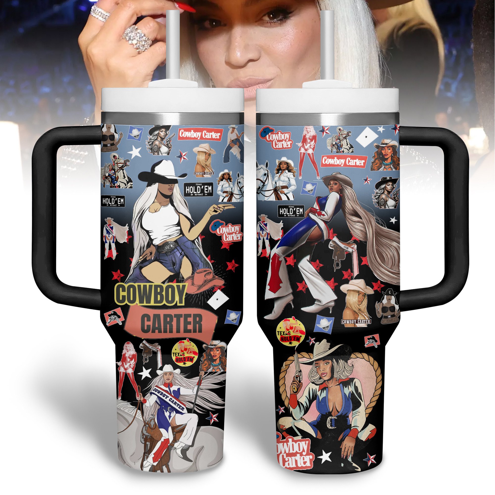 Beyonce Music Custom Stanley Quencher 40oz Stainless Steel Tumbler With Handle