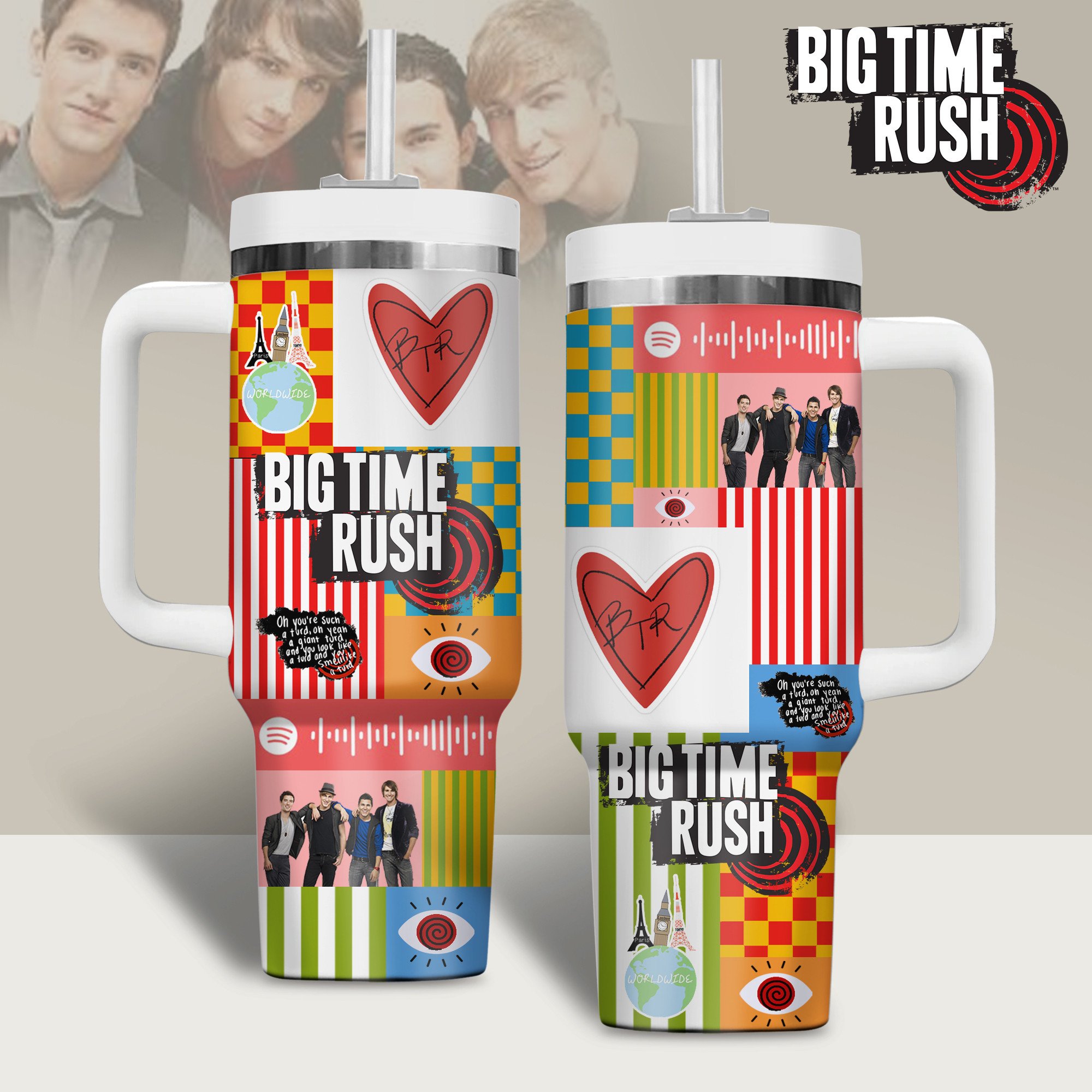 Big Time Rush Music Custom Stanley Quencher 40oz Stainless Steel Tumbler With Handle