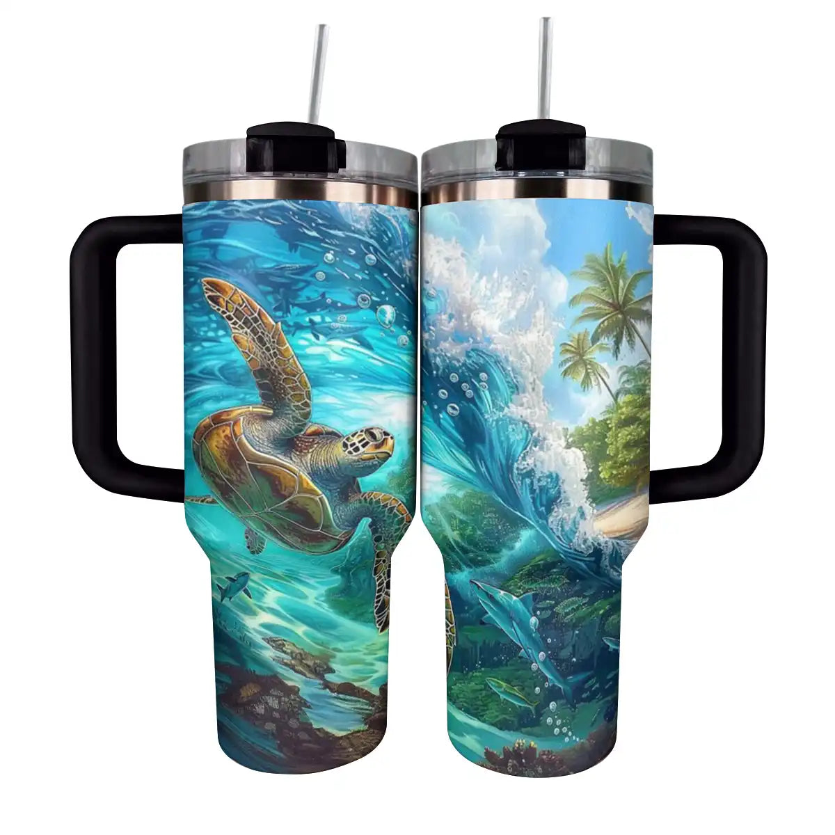 Big Wave Custom Stanley Quencher 40oz Stainless Steel Tumbler With Handle