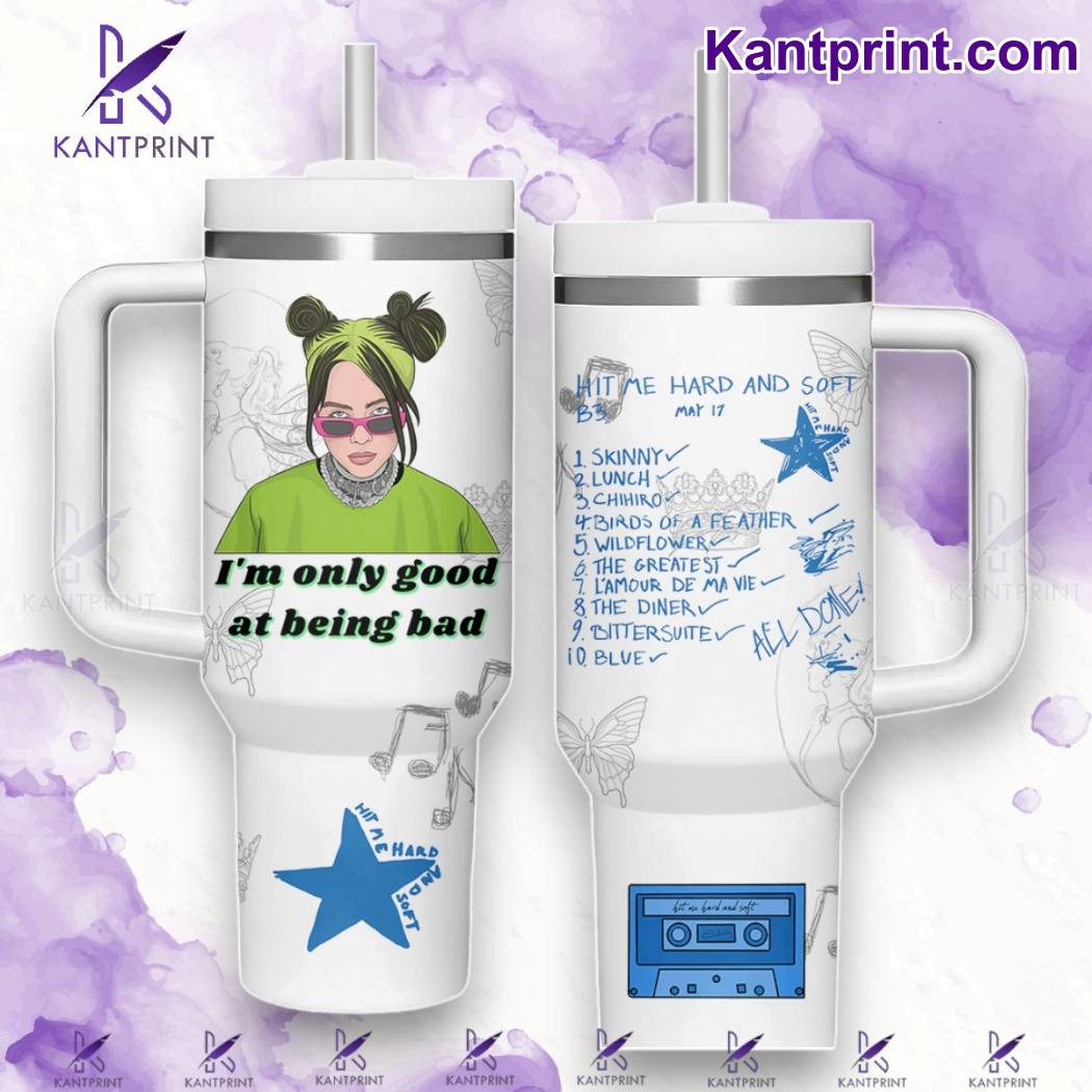 Billie Eilish Music Custom Stanley Quencher 40oz Stainless Steel Tumbler With Handle