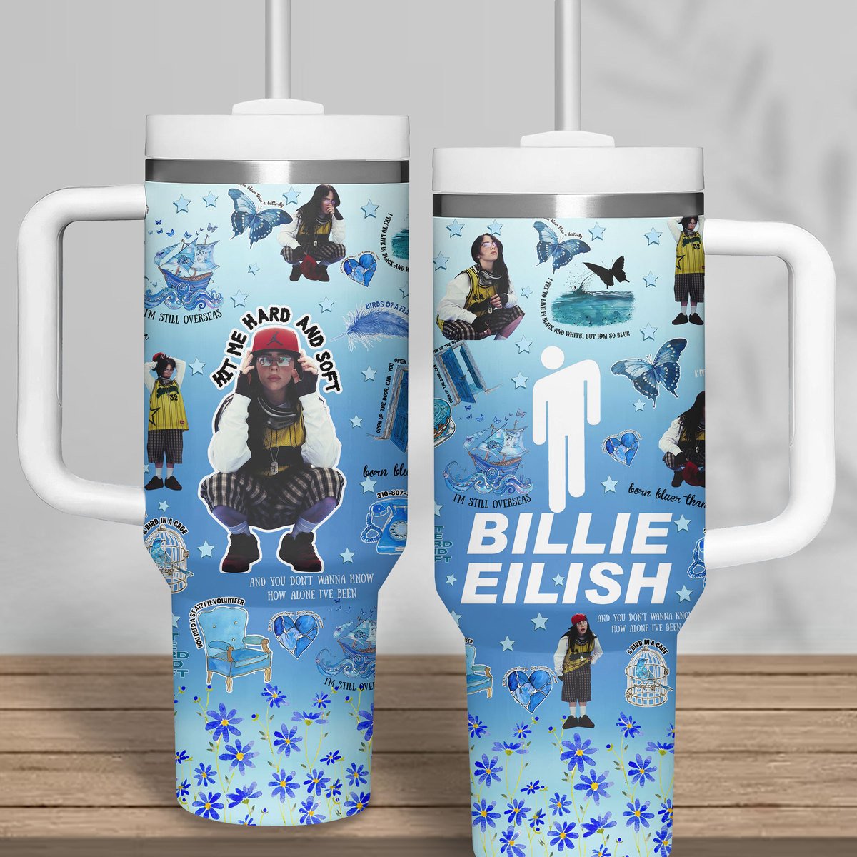 Billie Eilish Music Custom Stanley Quencher 40oz Stainless Steel Tumbler With Handle