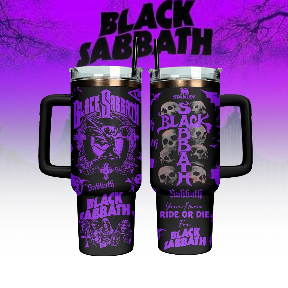Black Sabbath Custom Stanley Quencher 40oz Stainless Steel Tumbler With Handle
