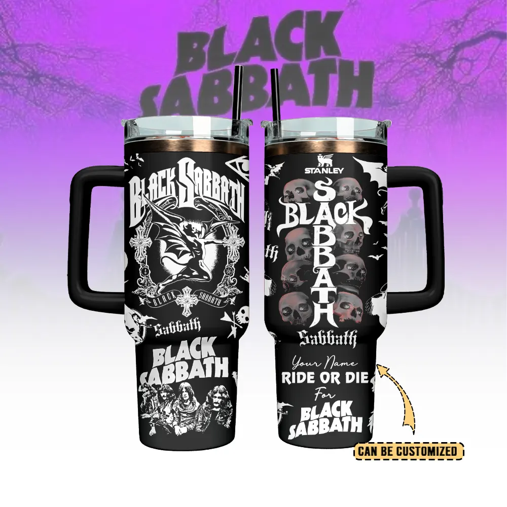 Black Sabbath Custom Stanley Quencher 40oz Stainless Steel Tumbler With Handle