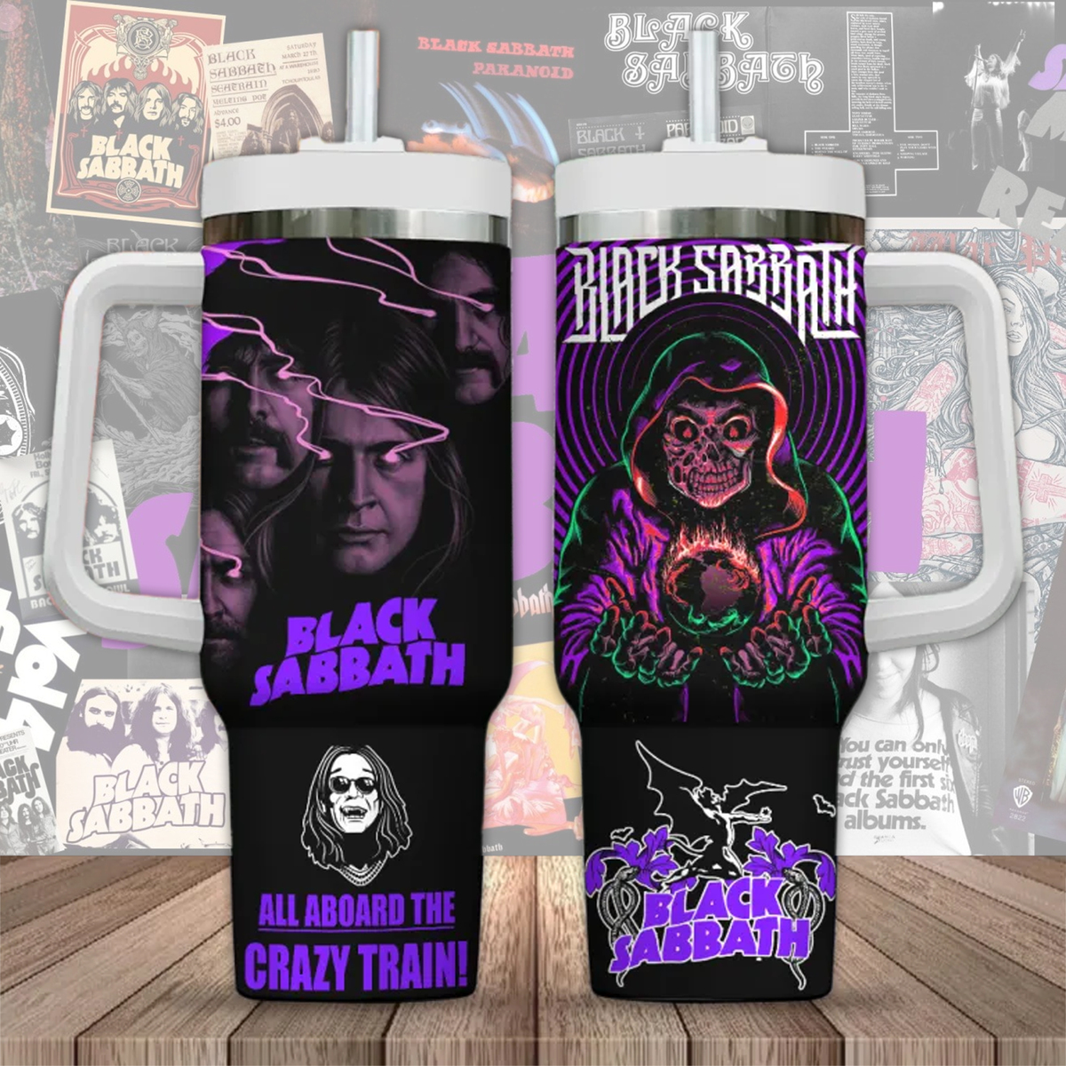 Black Sabbath Music Custom Stanley Quencher 40oz Stainless Steel Tumbler With Handle