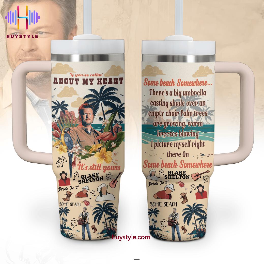 Blake Shelton Music Custom Stanley Quencher 40oz Stainless Steel Tumbler With Handle