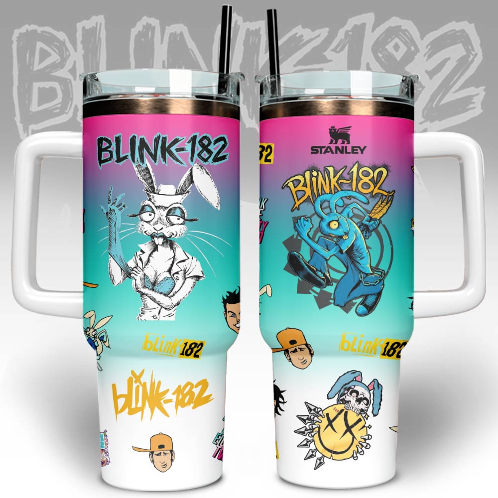 Blink-182 Custom Stanley Quencher 40oz Stainless Steel Tumbler With Handle