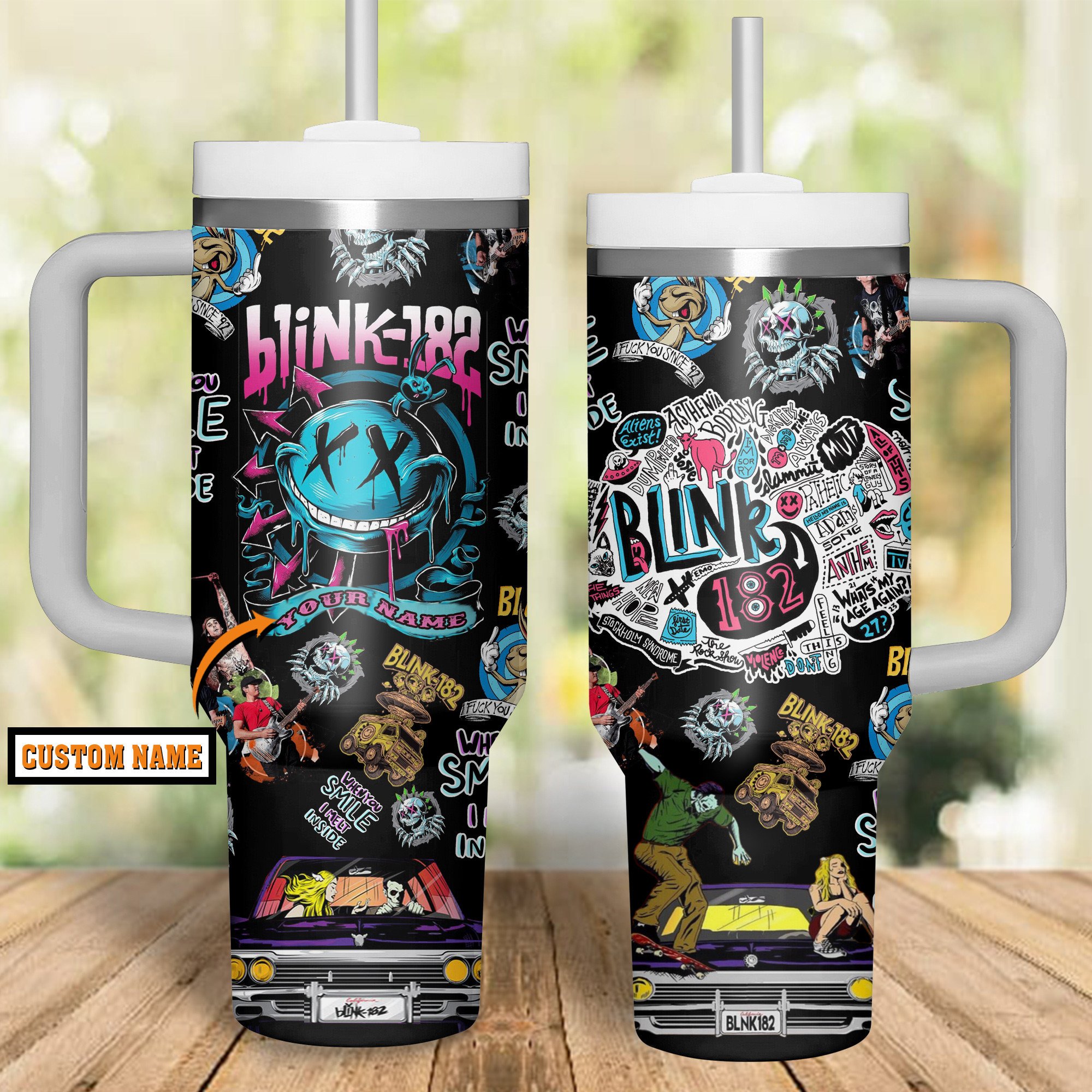 Blink-182 Music Custom Stanley Quencher 40oz Stainless Steel Tumbler With Handle
