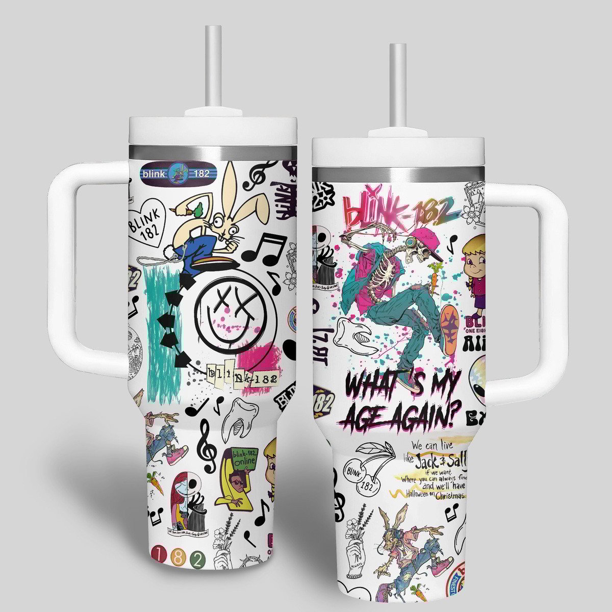 Blink-182 Music Custom Stanley Quencher 40oz Stainless Steel Tumbler With Handle