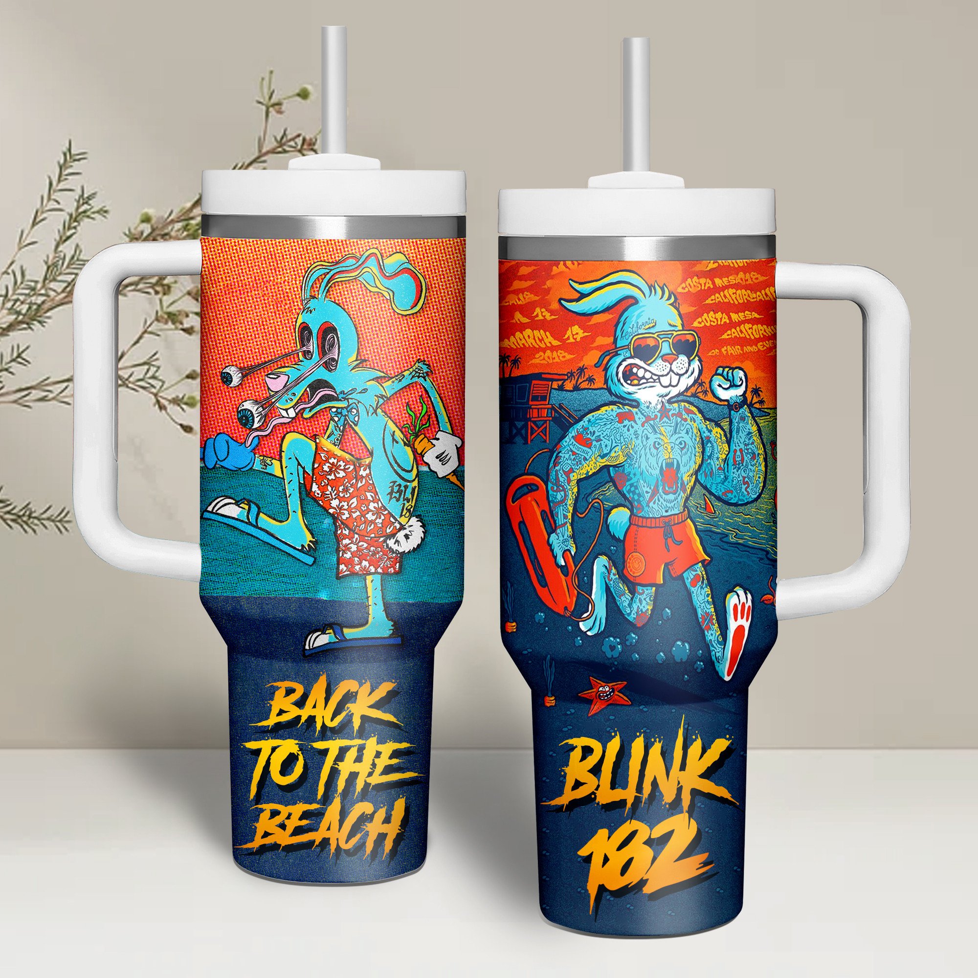 Blink-182 Music Custom Stanley Quencher 40oz Stainless Steel Tumbler With Handle