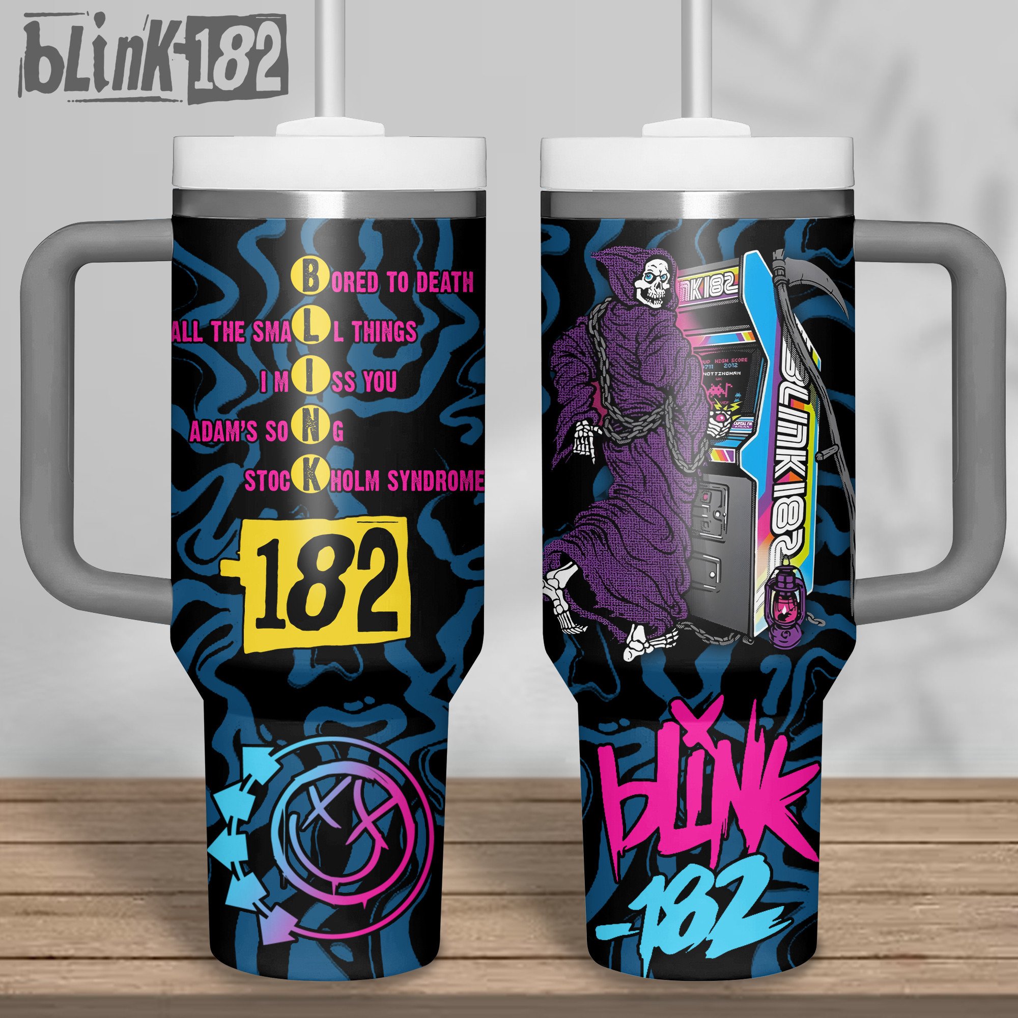 Blink-182 Music Custom Stanley Quencher 40oz Stainless Steel Tumbler With Handle