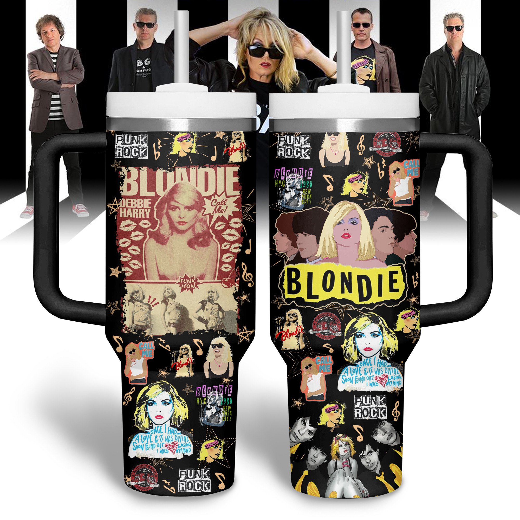 Blondie Music Custom Stanley Quencher 40oz Stainless Steel Tumbler With Handle