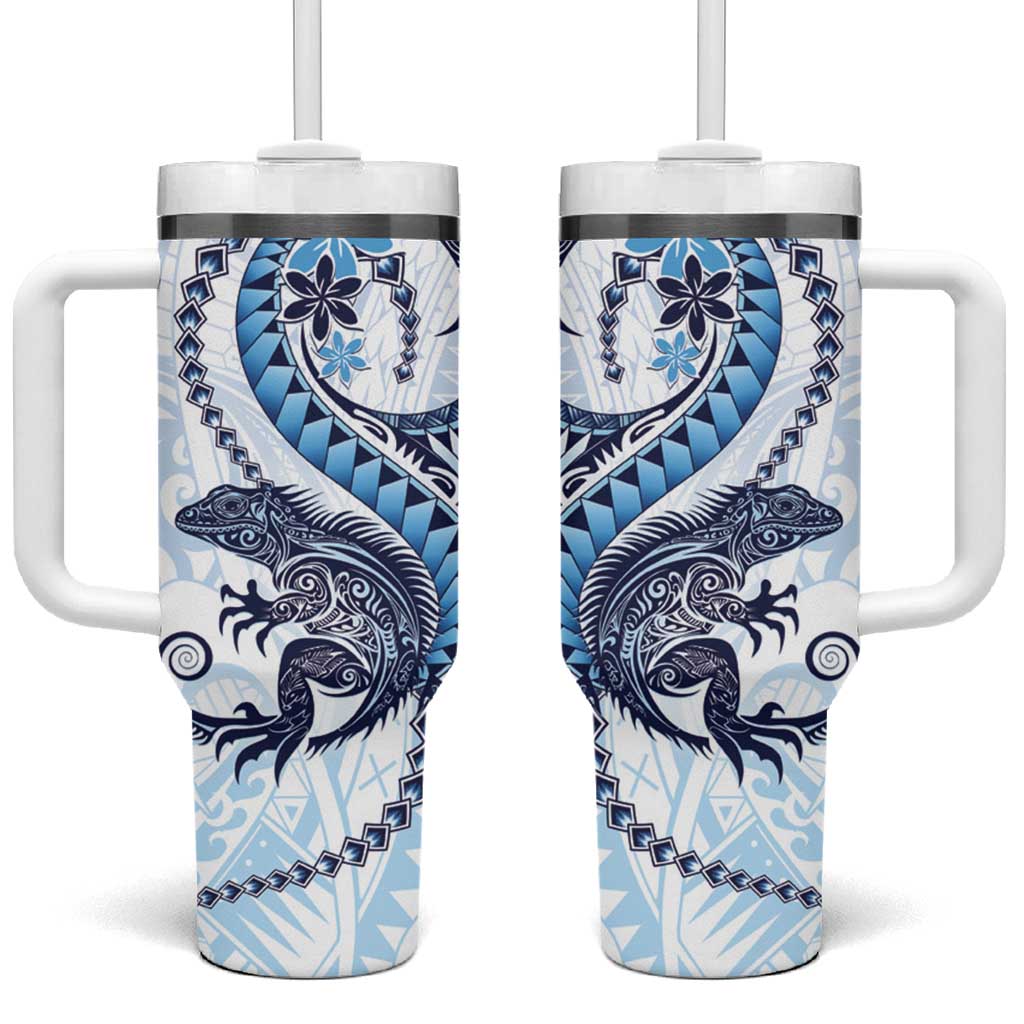 Blue Maori Tuatara Luxury Pastel Custom Stanley Quencher 40oz Stainless Steel Tumbler With Handle
