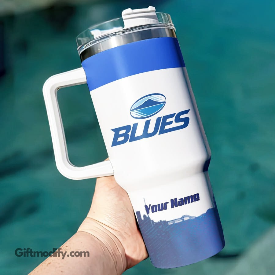 Blues Super Rugby Custom Stanley Quencher 40oz Stainless Steel Tumbler With Handle