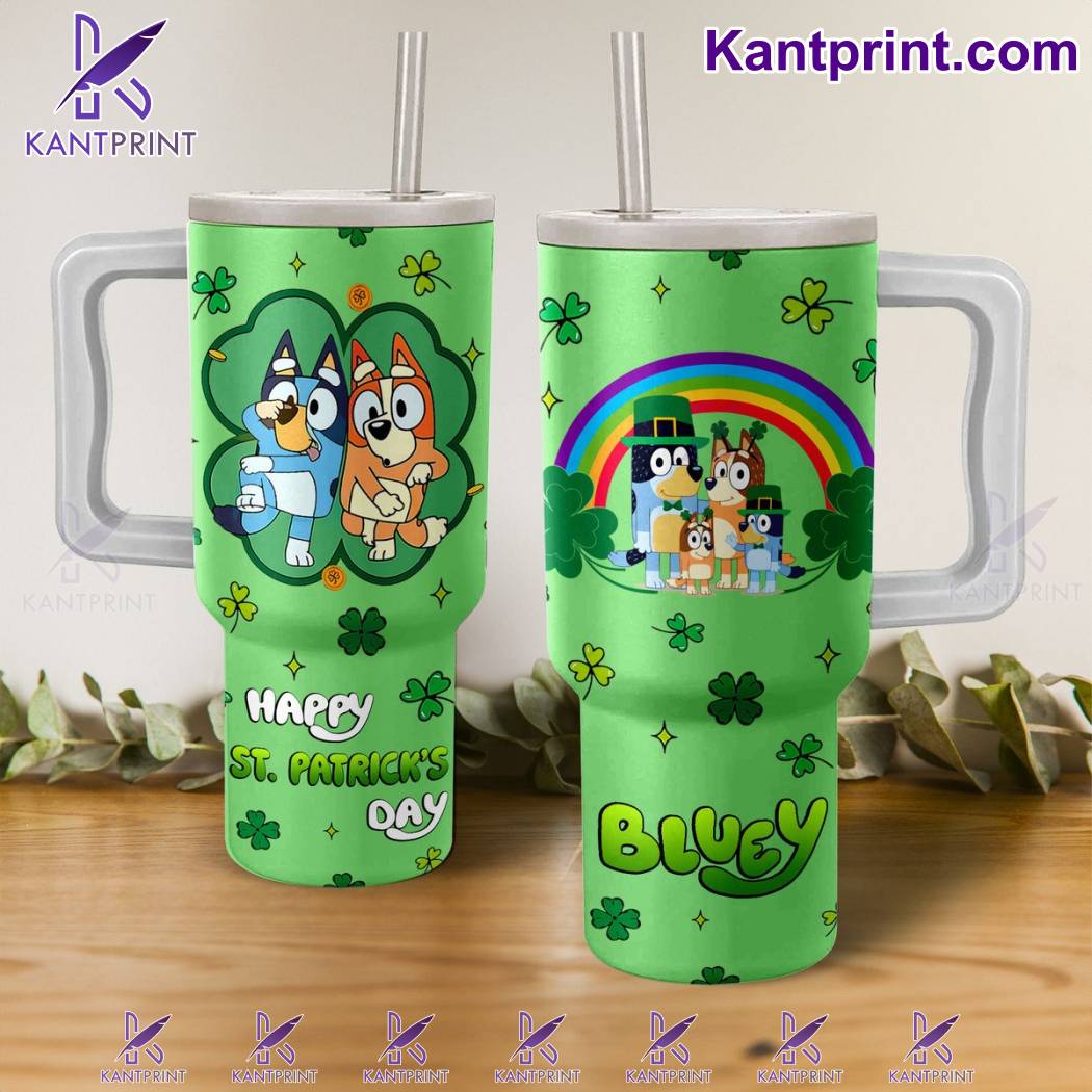 Bluey Cartoon Custom Stanley Quencher 40oz Stainless Steel Tumbler With Handle