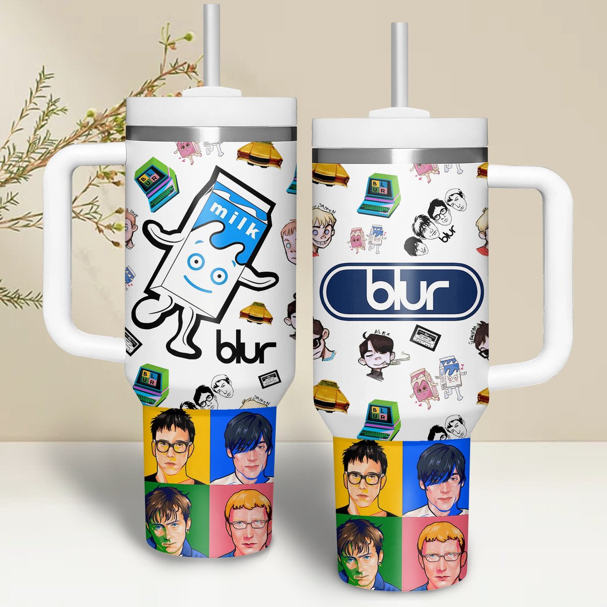 Blur Music Custom Stanley Quencher 40oz Stainless Steel Tumbler With Handle