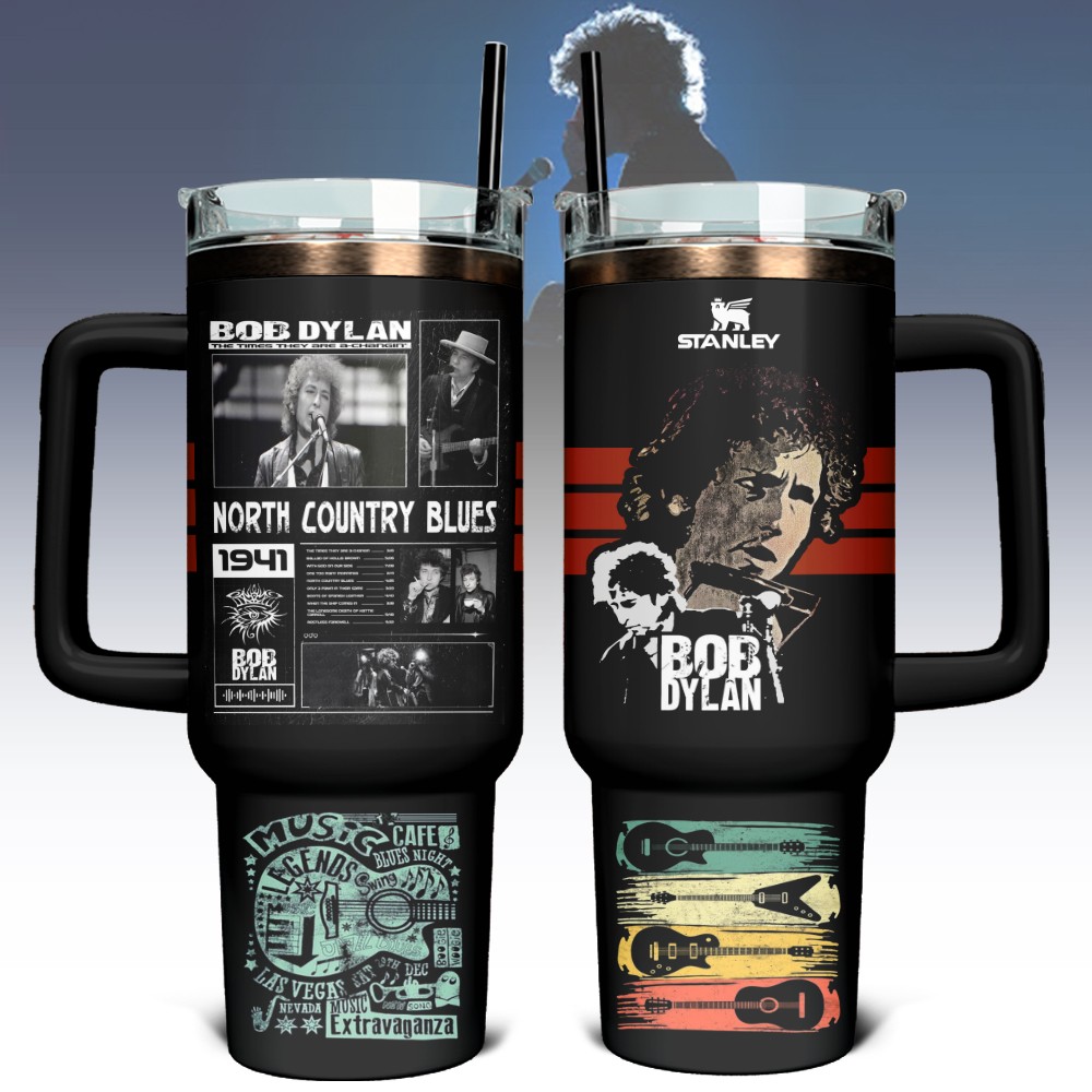 Bob Dylan Custom Stanley Quencher 40oz Stainless Steel Tumbler With Handle