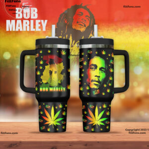 Bob Marley Music Custom Stanley Quencher 40oz Stainless Steel Tumbler With Handle