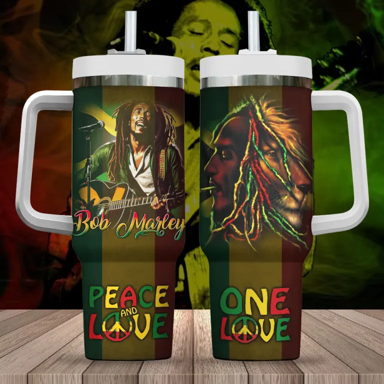 Bob Marley Music Custom Stanley Quencher 40oz Stainless Steel Tumbler With Handle