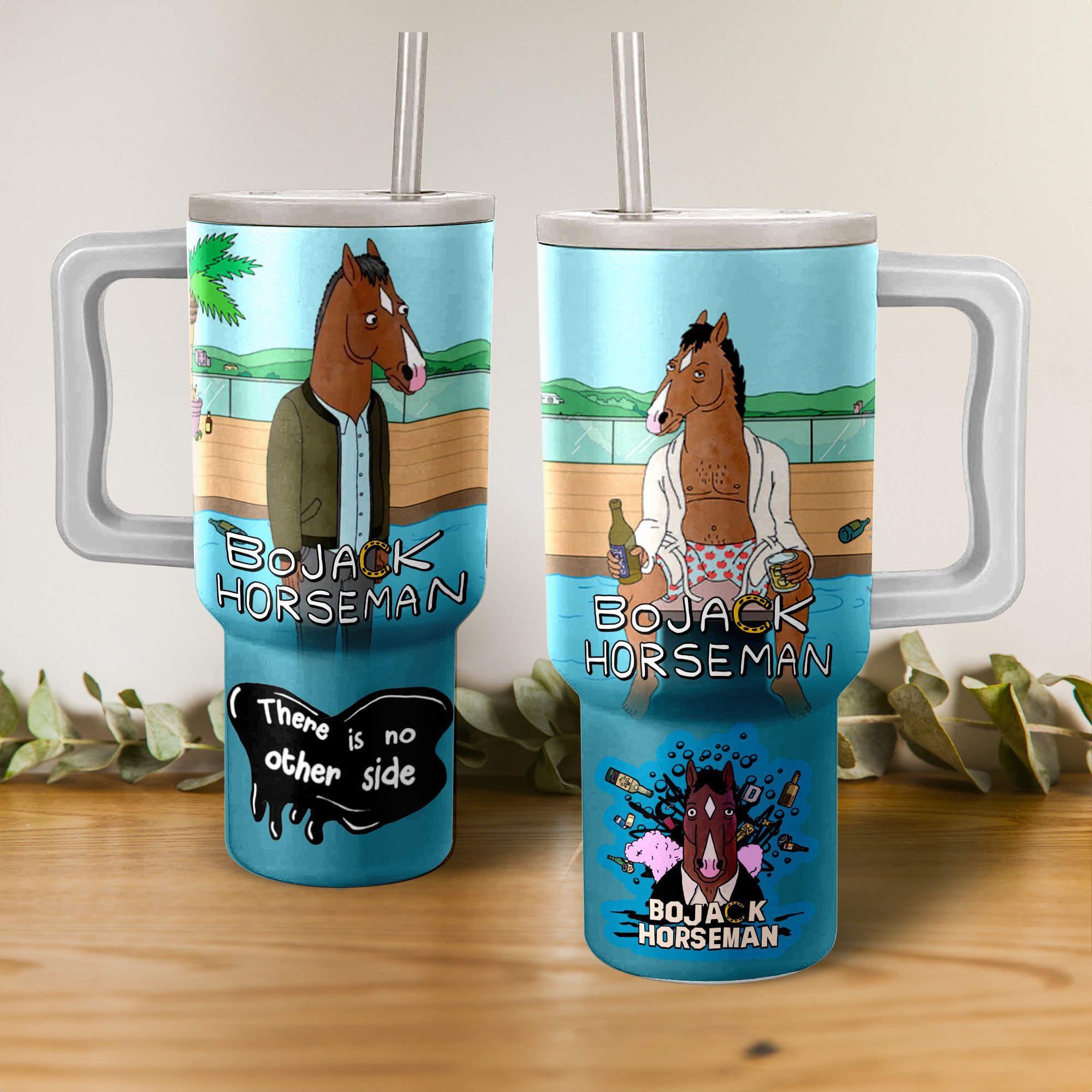 BoJack Horseman TV Series Custom Stanley Quencher 40oz Stainless Steel Tumbler With Handle
