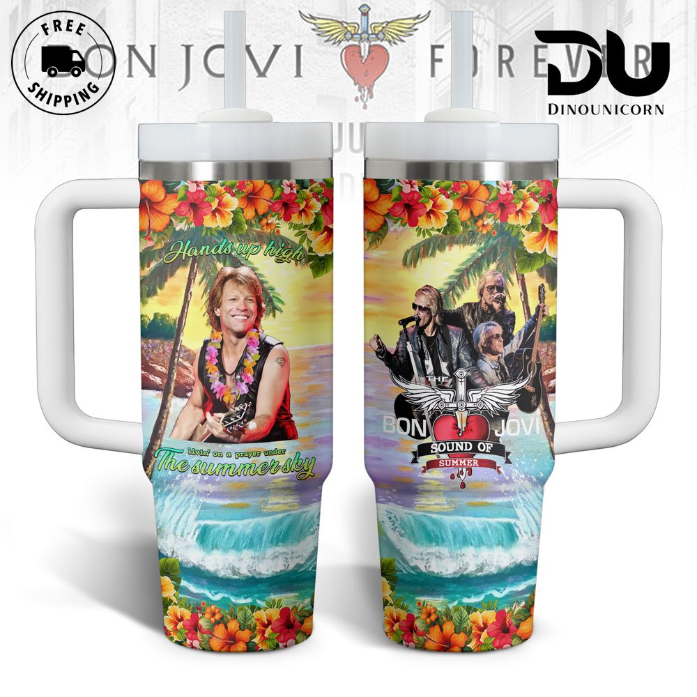 Bon Jovi Music Custom Stanley Quencher 40oz Stainless Steel Tumbler With Handle