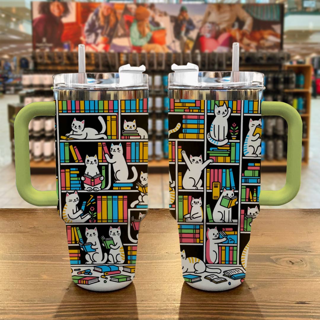 Books Custom Stanley Quencher 40oz Stainless Steel Tumbler With Handle