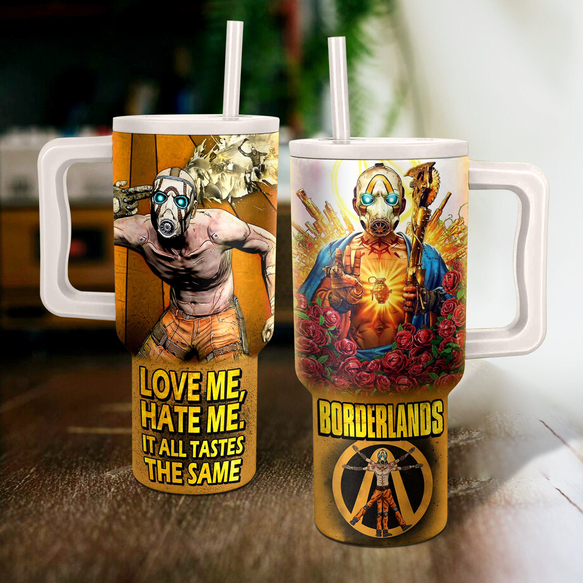 Borderlands Games Custom Stanley Quencher 40oz Stainless Steel Tumbler With Handle