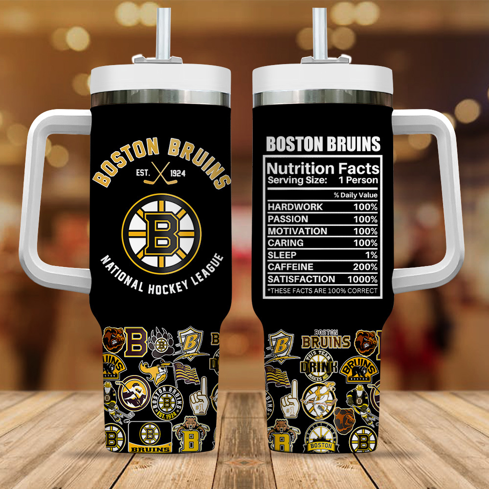 Boston Bruins NHL Custom Stanley Quencher 40oz Stainless Steel Tumbler With Handle