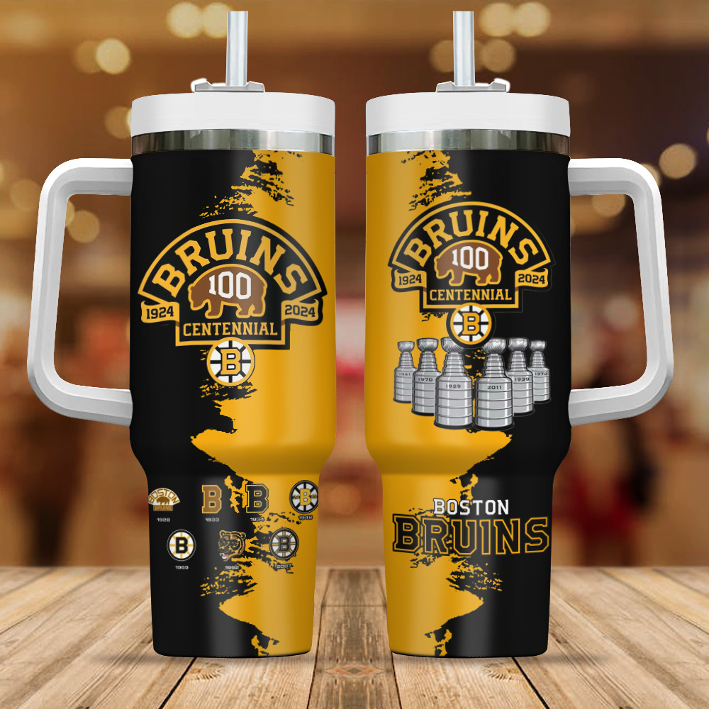 Boston Bruins NHL Custom Stanley Quencher 40oz Stainless Steel Tumbler With Handle