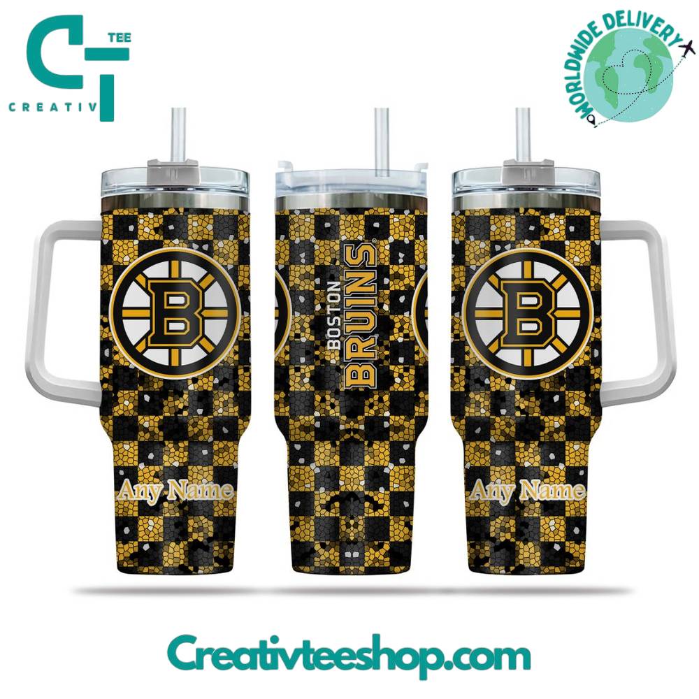Boston Bruins NHL Custom Stanley Quencher 40oz Stainless Steel Tumbler With Handle