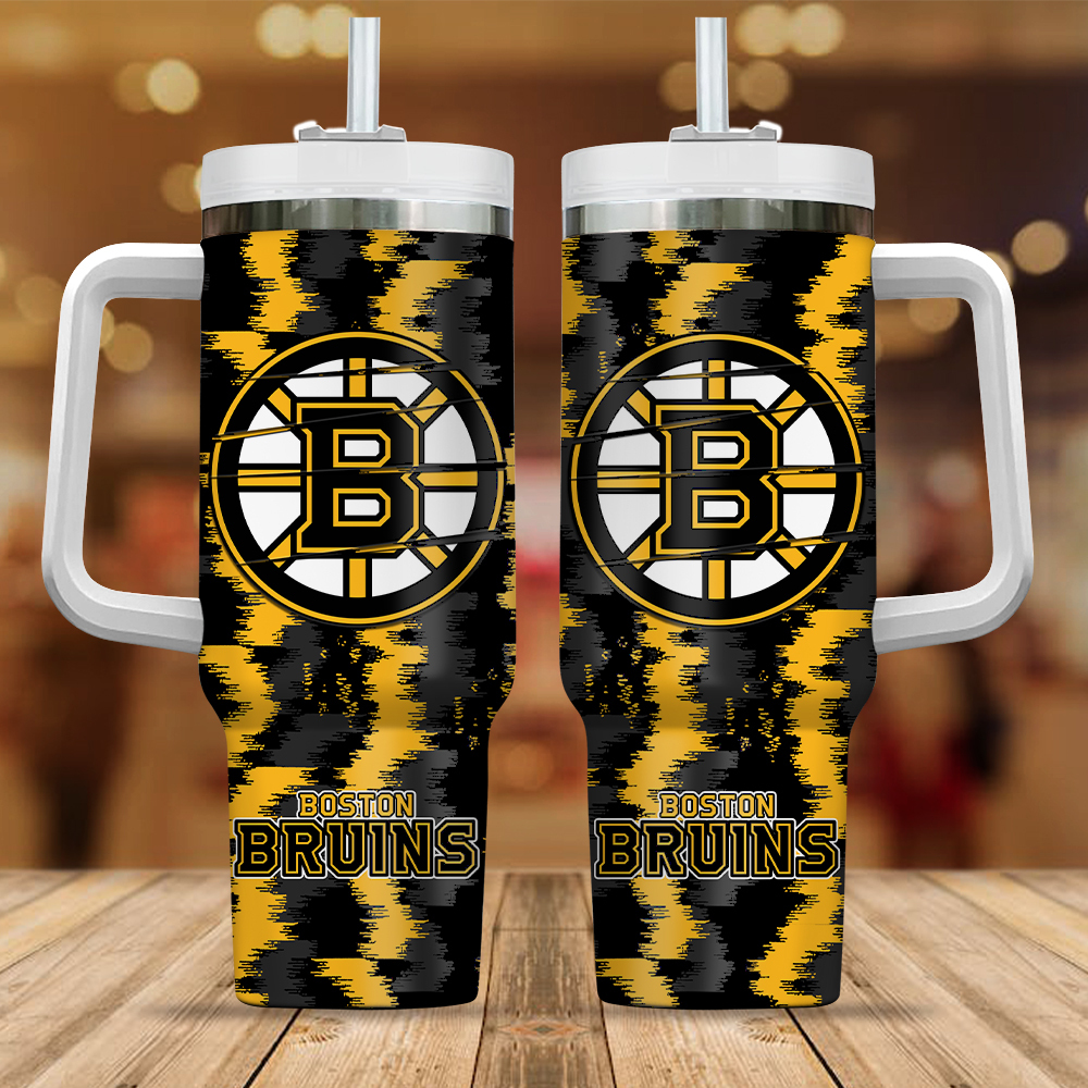 Boston Bruins NHL Custom Stanley Quencher 40oz Stainless Steel Tumbler With Handle