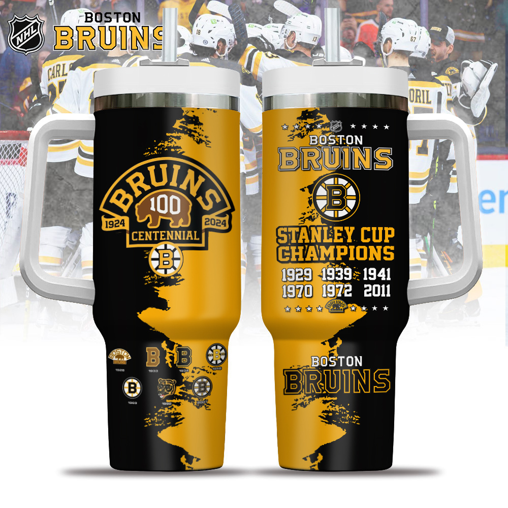 Boston Bruins NHL Custom Stanley Quencher 40oz Stainless Steel Tumbler With Handle