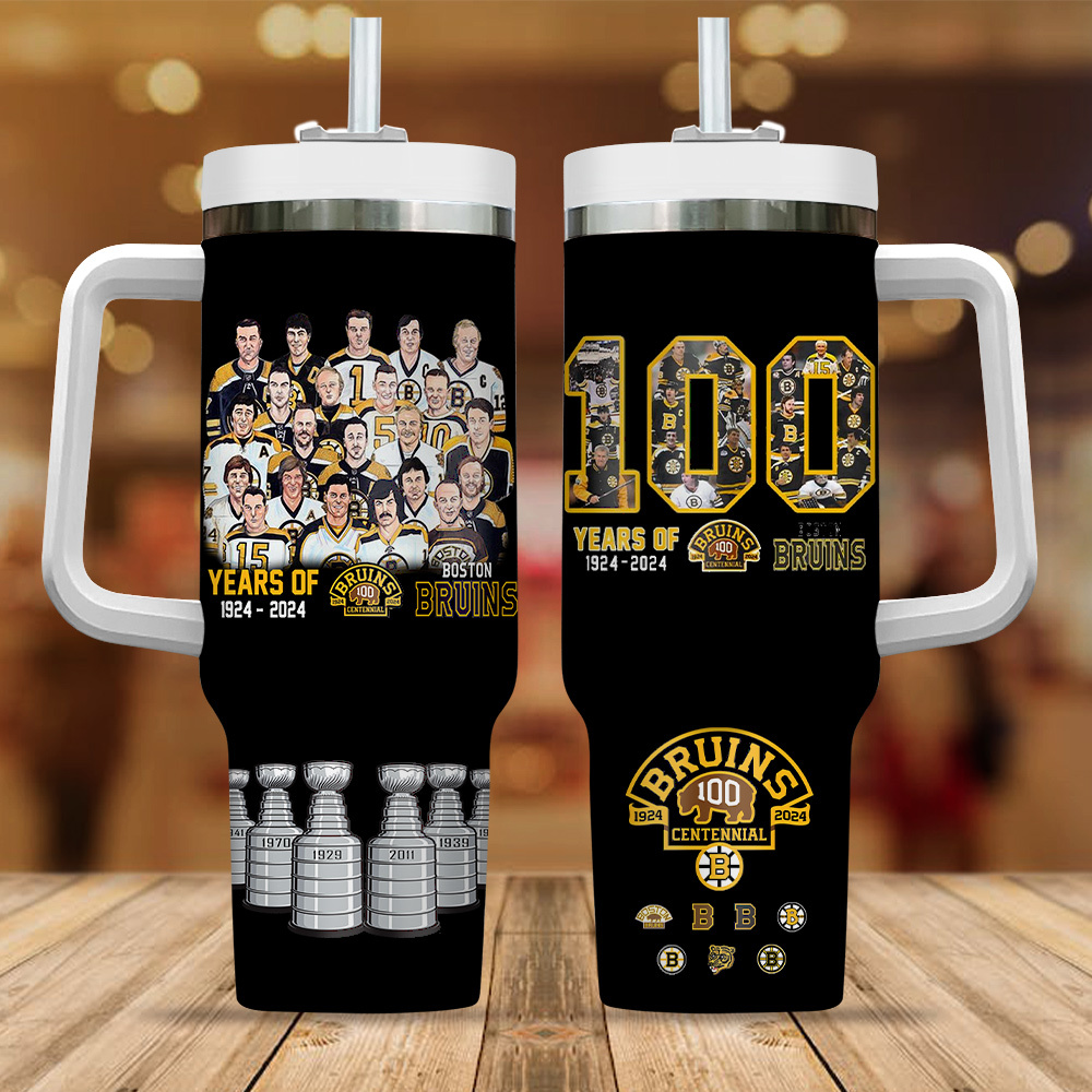 Boston Bruins NHL Custom Stanley Quencher 40oz Stainless Steel Tumbler With Handle