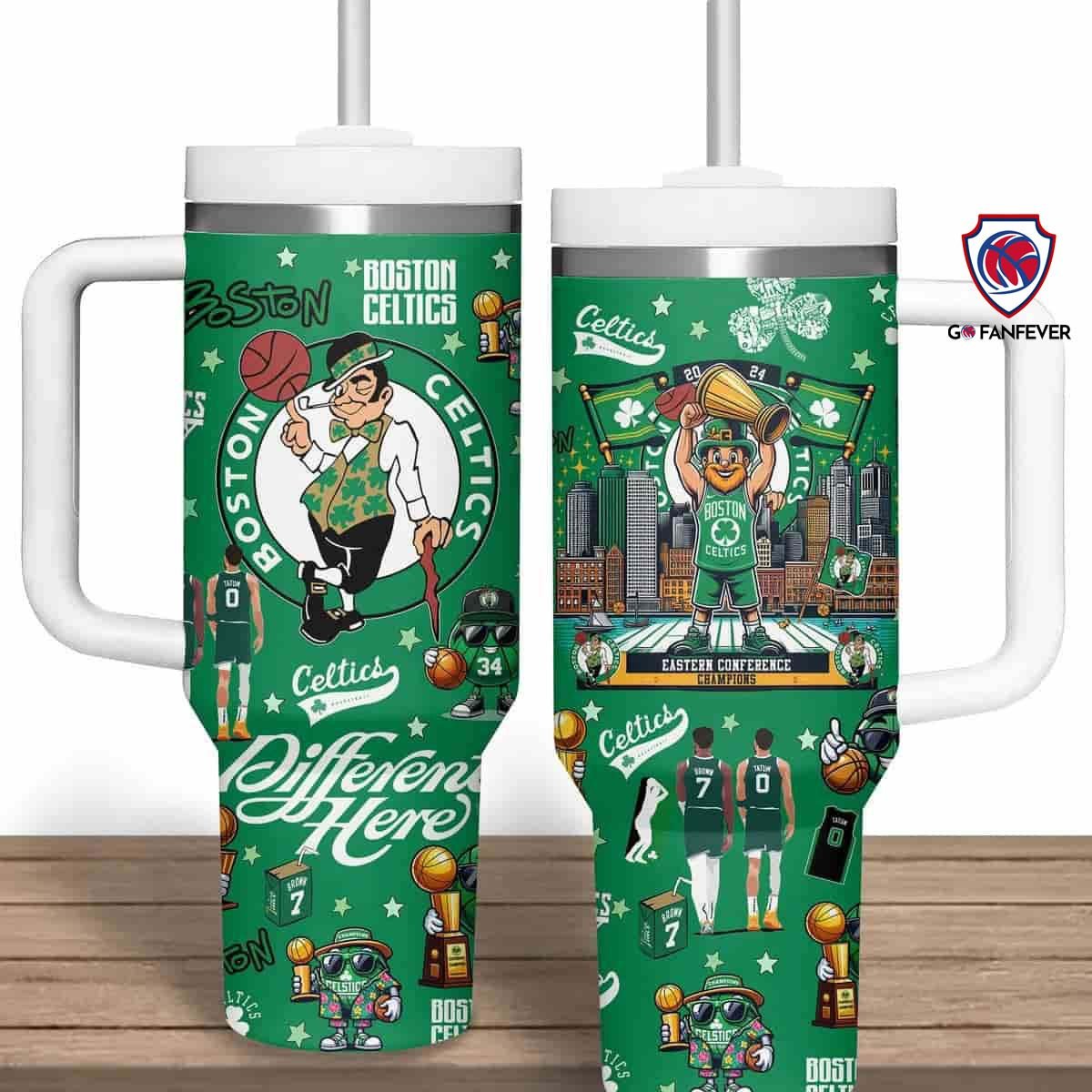 Boston Celtics NBA Custom Stanley Quencher 40oz Stainless Steel Tumbler With Handle