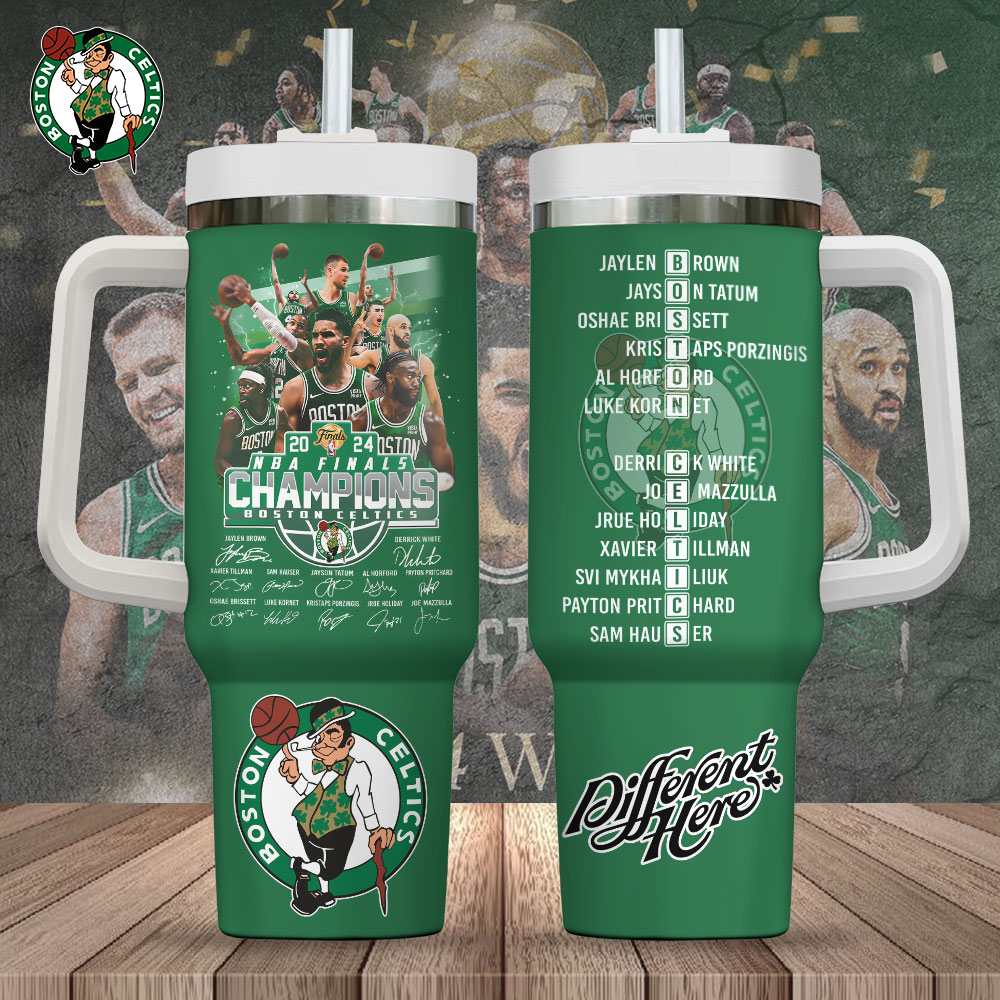 Boston Celtics NBA Custom Stanley Quencher 40oz Stainless Steel Tumbler With Handle