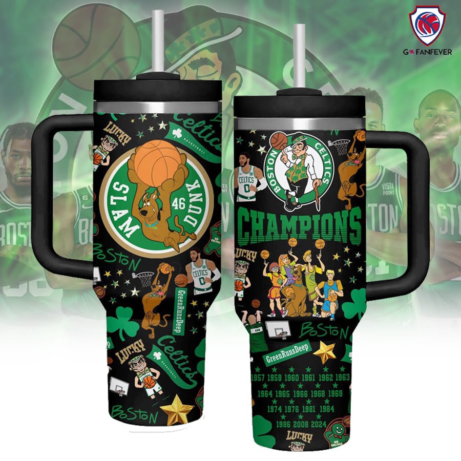 Boston Celtics NBA Custom Stanley Quencher 40oz Stainless Steel Tumbler With Handle